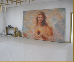 Large custom 8ft by 12 ft stretched
giclee print for installation in St. Michael's
Church in Mount Pleasant, Texas